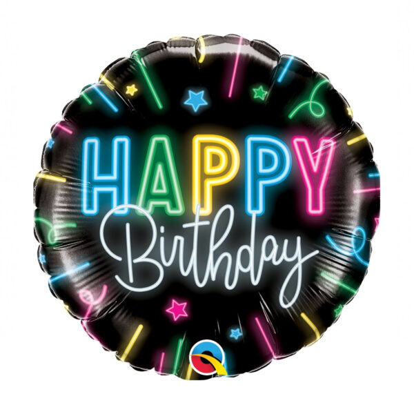 Crni okrugli folija balon punjen helijumom - Happy Birthday - sretan rođendan