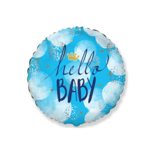 Okrugli folija balon punjen helijumom - Hello baby - za dječaka