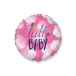 Okrugli folija balon punjen helijumom - Hello baby - za djevojčicu