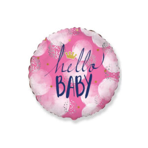 Okrugli folija balon punjen helijumom - Hello baby - za djevojčicu
